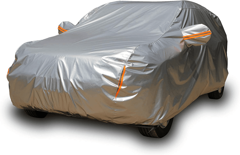 Tecoom Super Heavy Duty Multiple Layers SUV Cover All Weather Waterproof Windproof Reflective Snow Sun Rain UV Protective Outdoor with Buckles and Belt Fit 180-195 inches SUV  Tecoom   