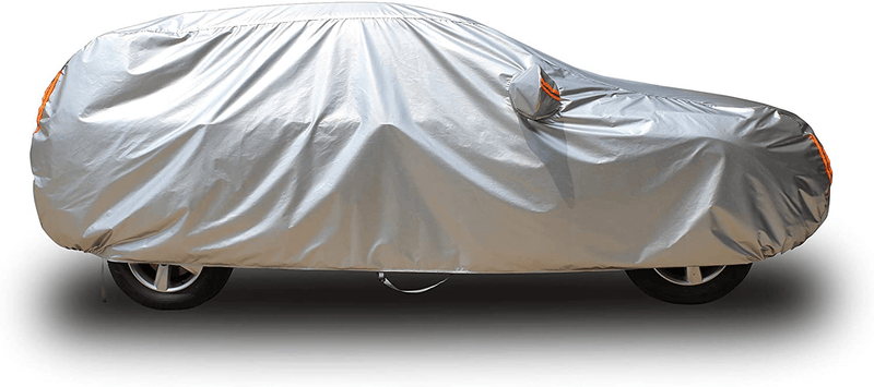 Tecoom Super Heavy Duty Multiple Layers SUV Cover All Weather Waterproof Windproof Reflective Snow Sun Rain UV Protective Outdoor with Buckles and Belt Fit 180-195 inches SUV
