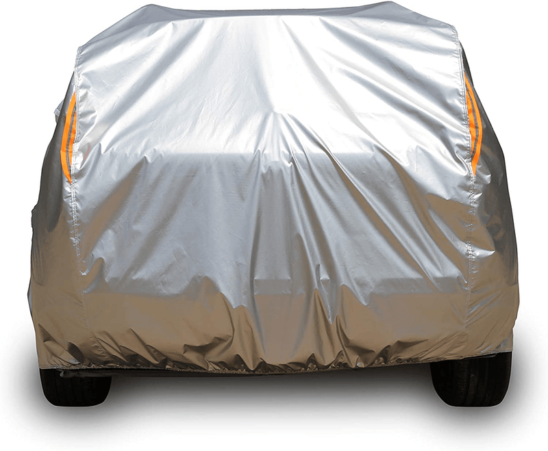 Tecoom Super Heavy Duty Multiple Layers SUV Cover All Weather Waterproof Windproof Reflective Snow Sun Rain UV Protective Outdoor with Buckles and Belt Fit 180-195 inches SUV