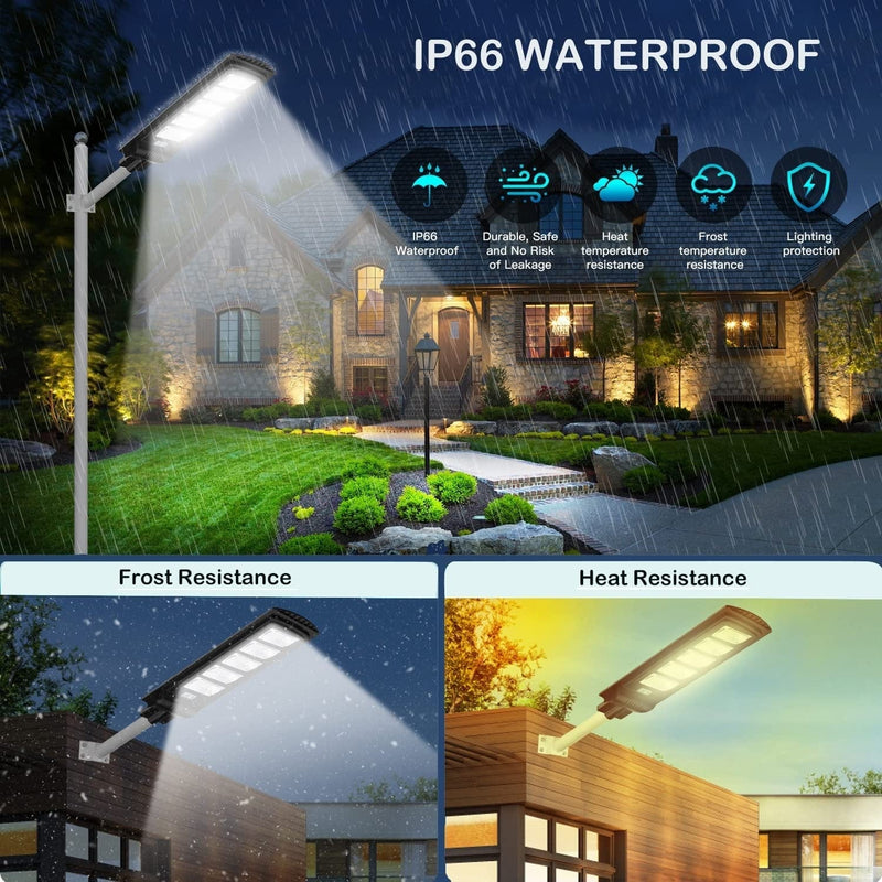 Teiisuoa 2 Pack Solar Street Light, 20000 LM Dusk to Dawn Solar Street Light Outdoor IP66 Waterproof Motion Sensor Lights, Solar LED Lamp with Remote Control for Parking Lot, Yard, Path and Garage Home & Garden > Lighting > Lamps Teiisuoa   