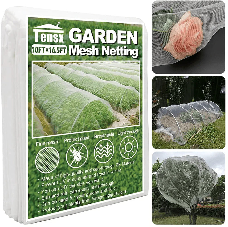 Tensx Bug Net Garden Netting Fine Mesh Insect Mosquito Bird Net for Protect Vegetables Flowers Fruits Trees Plant (White, 10Ft X 10Ft) Sporting Goods > Outdoor Recreation > Camping & Hiking > Mosquito Nets & Insect Screens Tensx 10Ft×16.5Ft  