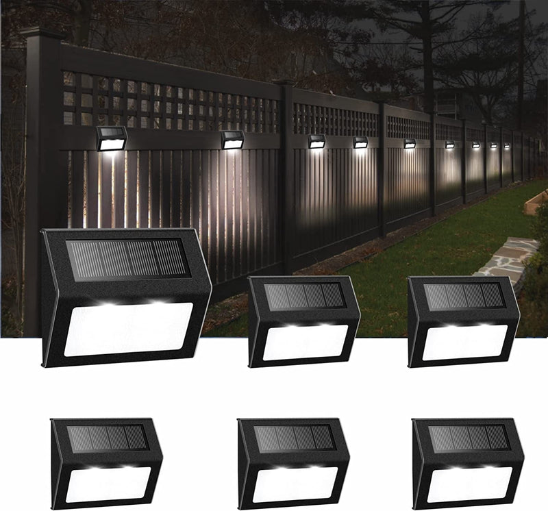 TFTEK Solar Fence Lights Outdoor, Waterproof Deck Pathway Yard Lamp, Stainless Steel,6 Pack,Black Metal Case Home & Garden > Lighting > Lamps Dgtanf   
