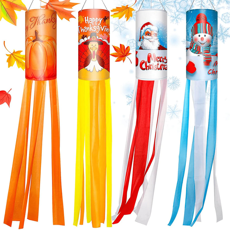 Thanksgiving Decorations 4 Pieces Outdoor Christmas Windsock Fall Windsocks Outdoor Hanging Flag Fall Windsocks Turkey Hanging Decorations Pumpkin Autumn Harvest Windsocks Flag for Holiday Decor Home & Garden > Decor > Seasonal & Holiday Decorations& Garden > Decor > Seasonal & Holiday Decorations Tatuo   