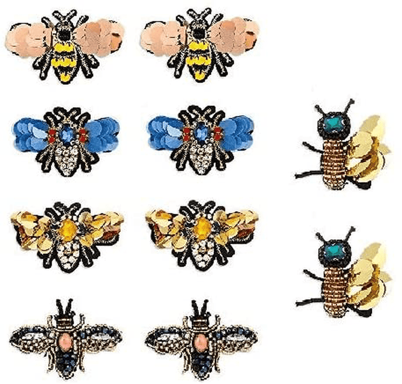 thansky 10PCS Bees Rhinestone Beaded Patches ,Handmade Clothes Embroidery Crystal Applique Sew on Patch Apparel Sewing & Fabric (Mix(10pc))