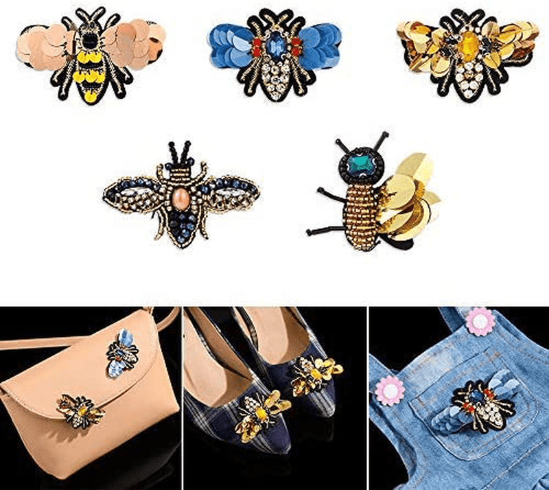 thansky 10PCS Bees Rhinestone Beaded Patches ,Handmade Clothes Embroidery Crystal Applique Sew on Patch Apparel Sewing & Fabric (Mix(10pc))