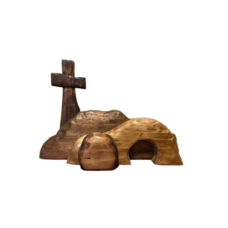 The Empty Tomb Easter Scene and Cross,Wooden Decoration at the Cross Easter