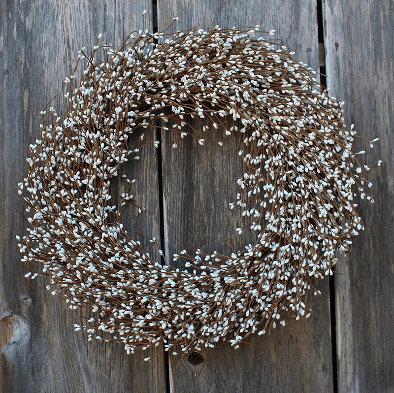 The Wreath Depot Shelburne White Pip Berry Wreath, 22 Inches, Designer Quality, White Gift Box Included Home & Garden > Decor > Seasonal & Holiday Decorations The Wreath Depot   
