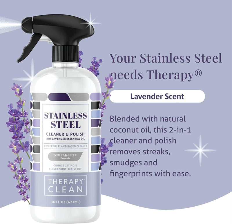 Therapy Stainless Steel Cleaner Kit - Plant-Based, Solvent-Free, Natural Essential Oils - Removes Fingerprints, Water Marks, Residue and Grease from Appliances (Single) Home & Garden > Household Supplies > Household Cleaning Supplies Therapy   