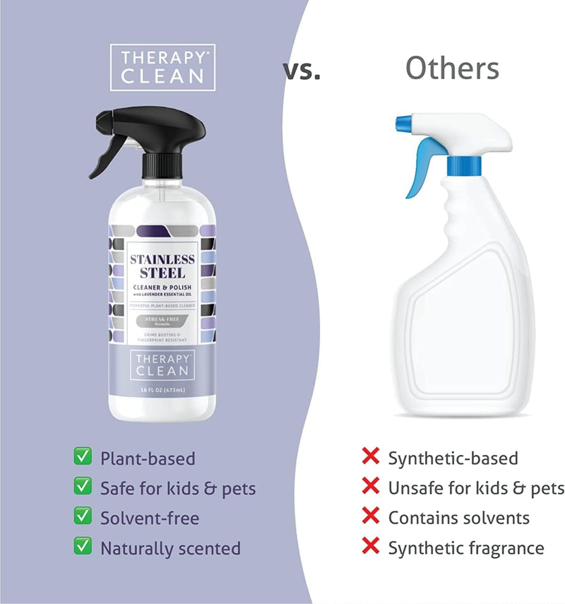 Therapy Stainless Steel Cleaner Kit - Plant-Based, Solvent-Free, Natural Essential Oils - Removes Fingerprints, Water Marks, Residue and Grease from Appliances (Single) Home & Garden > Household Supplies > Household Cleaning Supplies Therapy   