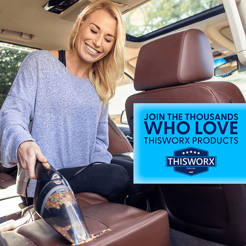 THISWORX Car Vacuum Cleaner - Portable, High Power, Handheld Vacuums w/ 3 Attachments, 16 Ft Cord & Bag - 12v, Auto Accessories Kit for Interior Detailing - Black Vehicles & Parts > Vehicle Parts & Accessories > Motor Vehicle Parts > Motor Vehicle Interior Fittings THISWORX   