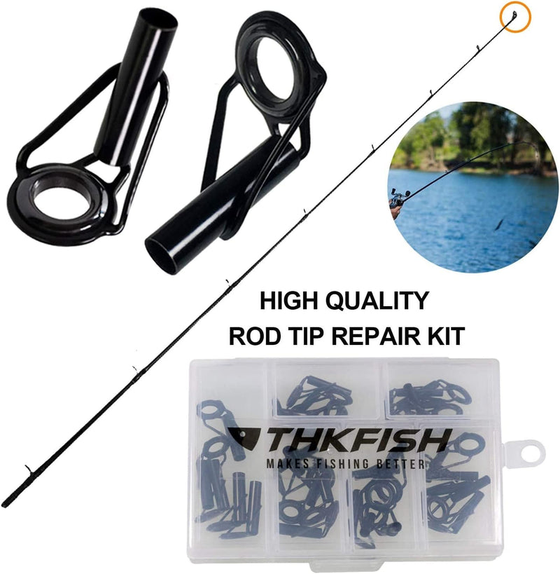 THKFISH Rod Tip Repair Kit Rod Repair Kit Fishing Rod Tips Stainless Steel Ceramic Ring Guide Rod Repair Replacement 6Sizes 30Pcs/80Pcs