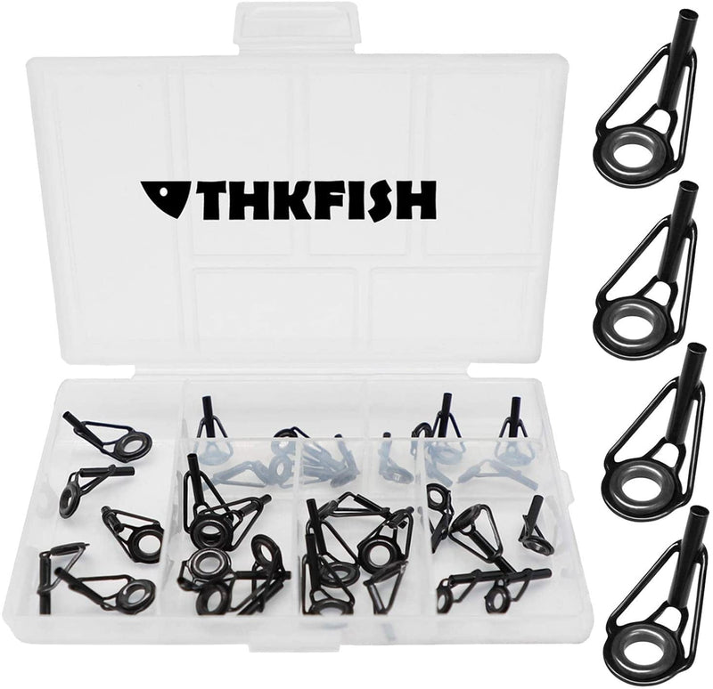 THKFISH Rod Tip Repair Kit Rod Repair Kit Fishing Rod Tips Stainless Steel Ceramic Ring Guide Rod Repair Replacement 6Sizes 30Pcs/80Pcs Sporting Goods > Outdoor Recreation > Fishing > Fishing Rods THKFISH A-Small Style - 30pcs Rod Tips  
