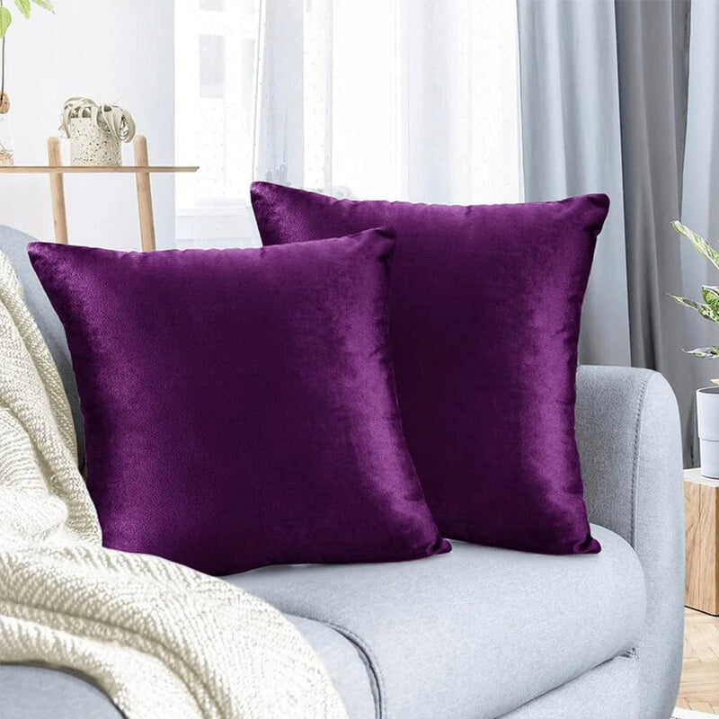 Throw Pillow Cover Velvet Purple - 18 X 18 Inch Purple Pillow Cushion Cover - Set of 2 Square Eggplant Cushion Case, Gift for Sofa, Chair, Bedroom and Nordic Home Decor (Eggplant Purple, 18"X18") Home & Garden > Decor > Chair & Sofa Cushions SIXUAN   