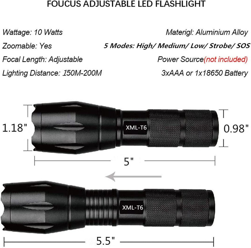 Thuzw 2 Pack Tactical Flashlight Torch, Military Grade 5 Modes XML T6 3000 Lumens Tactical Led Waterproof Handheld Flashlight for Camping Biking Hiking Outdoor Home Emergency Hardware > Tools > Flashlights & Headlamps > Flashlights CraBow   