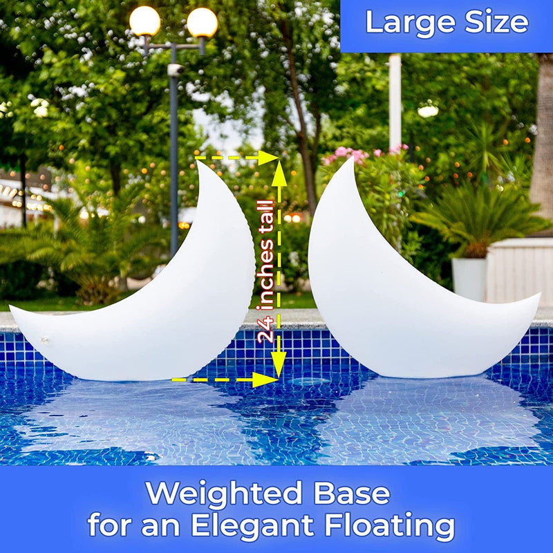 TIALLY Floating Pool Lights Solar Powered - 24" Crescent Moon - Inflatable Floating Solar Pool Lights for Swimming Pool, LED Lights for Pool Weddings - Pool Party Decor for Outdoor (2 Pack) Home & Garden > Pool & Spa > Pool & Spa Accessories Tially   