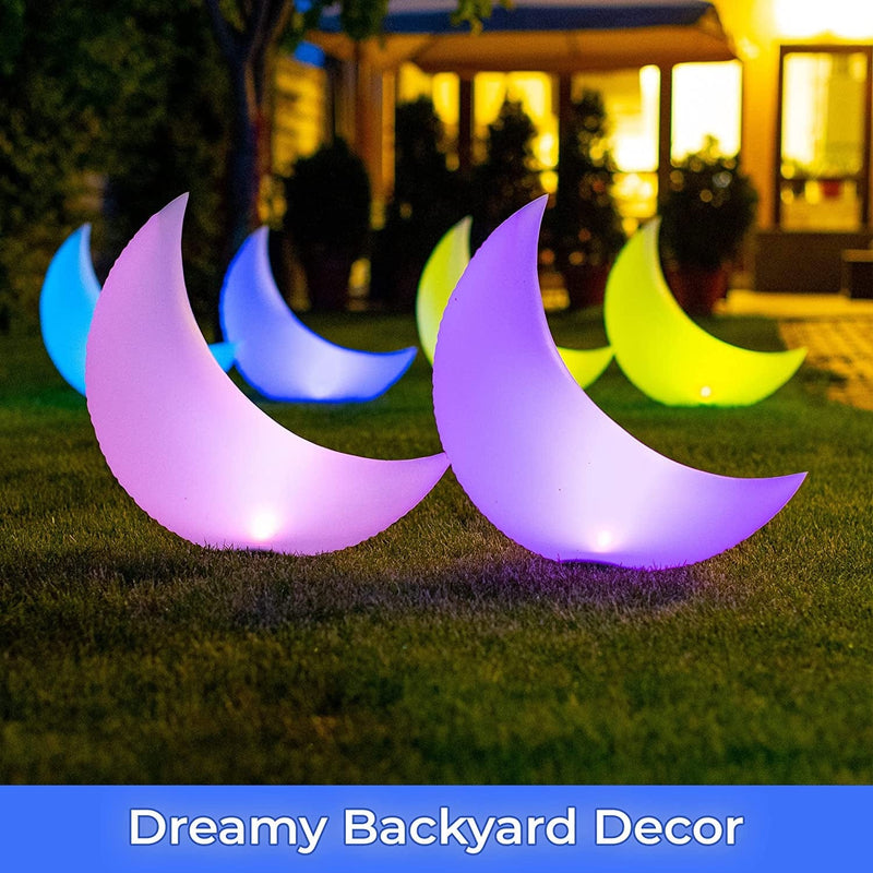 TIALLY Floating Pool Lights Solar Powered - 24" Crescent Moon - Inflatable Floating Solar Pool Lights for Swimming Pool, LED Lights for Pool Weddings - Pool Party Decor for Outdoor (2 Pack)
