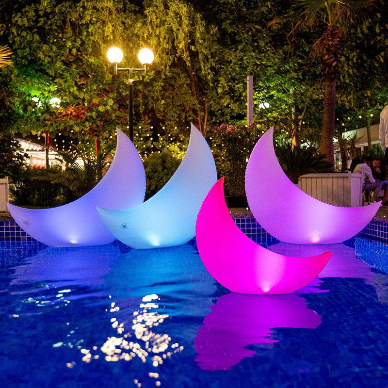 TIALLY Floating Pool Lights Solar Powered - 24" Crescent Moon - Inflatable Floating Solar Pool Lights for Swimming Pool, LED Lights for Pool Weddings - Pool Party Decor for Outdoor (2 Pack) Home & Garden > Pool & Spa > Pool & Spa Accessories Tially 4  