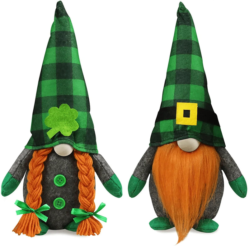 Tifeson St.Patrick'S Day Gnome Plush Elf Decorations - Mr and Mrs Green Buffalo Check Plaid Handmake Scandinavian Tomte - Saint Patrick'S Day Irish Decorations, Home Table Ornament Arts & Entertainment > Party & Celebration > Party Supplies Tifeson St.patrick Day  
