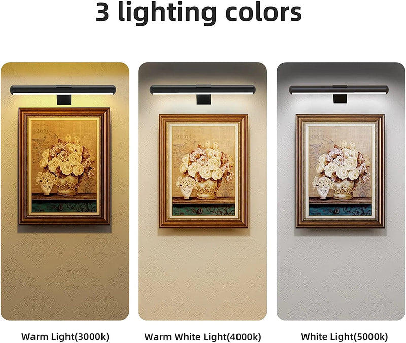 TINTINDOC Wireless LED Picture Light with Remote,Rechargeable Battery Painting Light for Display Art Work,300Lumens Brightness Adjustable Highlight Picture Painting Arts Dartboard with Metal Body