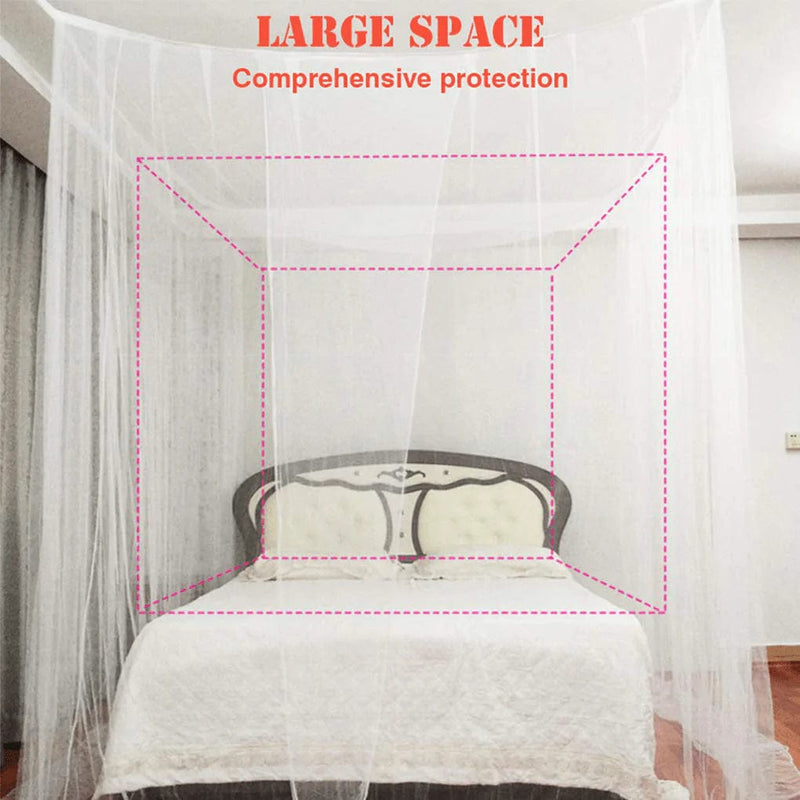 Tinyuet Bed Canopy, 4 Doors Mosquito Net, 74.8×82.7×94.5In Universal Square Mosquito Nets, Hanging Bed Curtain for Most Size Bed - White
