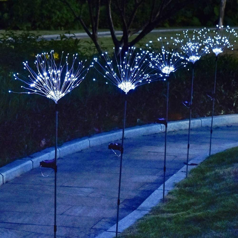 Tiokmc Solar Firework Light, 120 LED Warm Light Outdoor Solar Garden Fireworks Lamp for Walkway Pathway Backyard Christmas Parties Decoration (White) (2 Pieces) Home & Garden > Lighting > Lamps TiokMc   