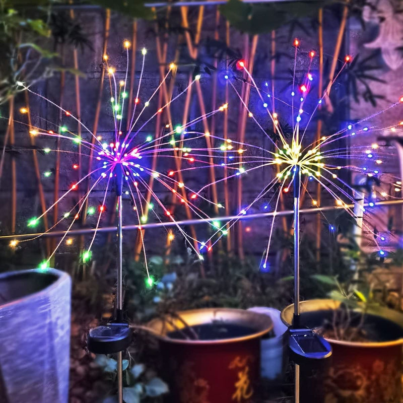 Tiokmc Solar Firework Light, 120 LED Warm Light Outdoor Solar Garden Fireworks Lamp for Walkway Pathway Backyard Christmas Parties Decoration (White) (2 Pieces) Home & Garden > Lighting > Lamps TiokMc Multicolor  