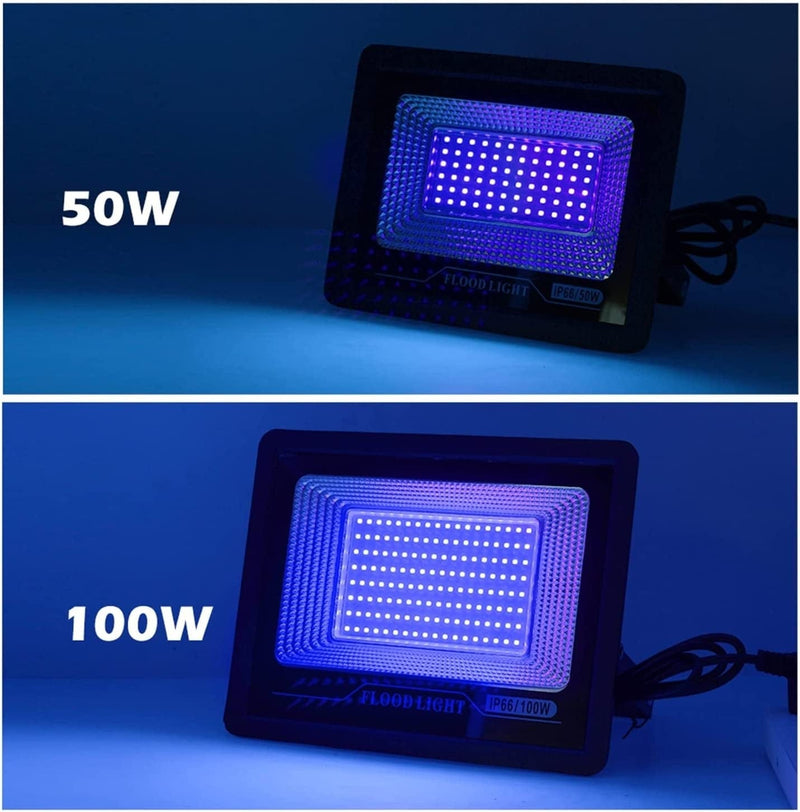 TOCOCO 50W 100W LED Floodlight IP66 Waterproof Fluorescent Flood Lights 395Nm 400Nm Party Lamp Stage Lights (Color : 50W - with Plug) Home & Garden > Lighting > Flood & Spot Lights TOCOCO   