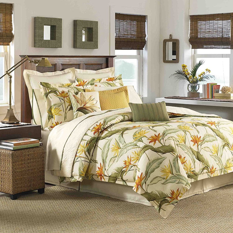 Tommy Bahama Birds of Paradise Collection Comforter Set-100 Percent Cotton, Ultra-Soft Bedding with Matching Shams and Bedskirt, Machine Washable Easy Care, 20 in X 20 In, Coconut Red Home & Garden > Linens & Bedding > Bedding > Quilts & Comforters Tommy Bahama   