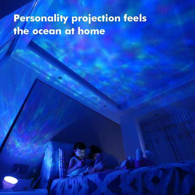 TOMNEW Mermaid Decor Remote Control Night Light Ocean Wave Projector 7 Colorful Ceiling Mood Lamp with Bulit-In Speaker Music Player for Baby Adults Bedroom Living Room (Blue)