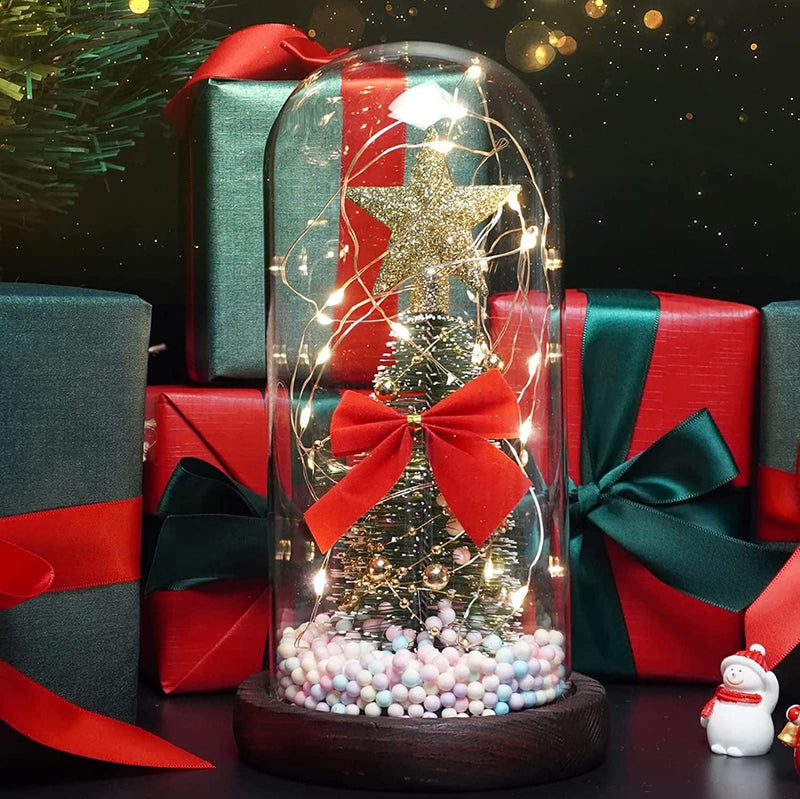 Tongtai Christmas Tree in Glass Dome with Led String Light in Glass Dome-Unique Christmas Anniversary Birthday Wedding Gifts for Mom Women Her Grandma Home & Garden > Lighting > Light Ropes & Strings Tongtai Star  