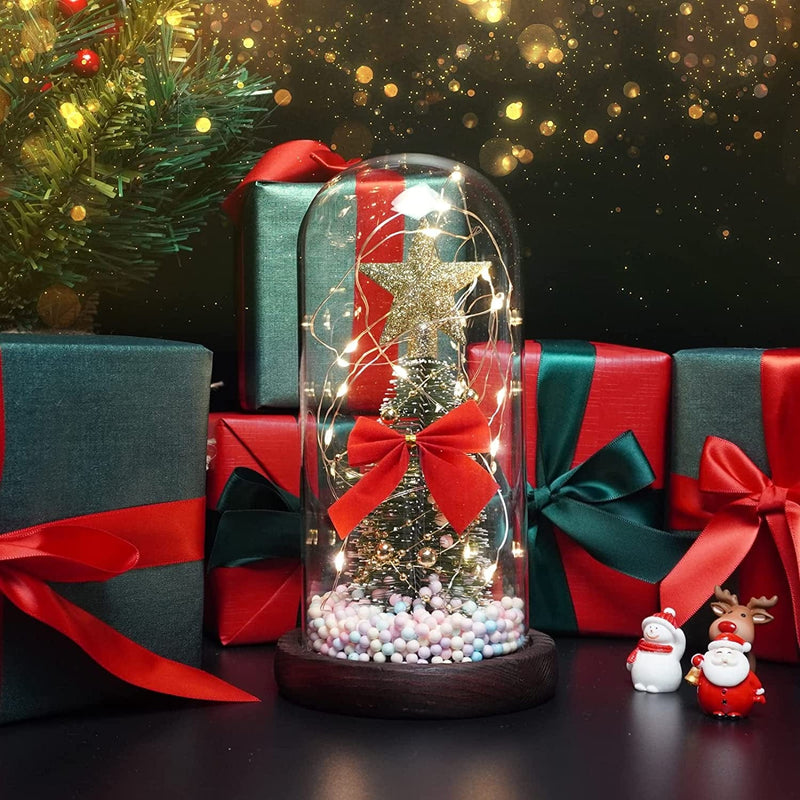 Tongtai Christmas Tree in Glass Dome with Led String Light in Glass Dome-Unique Christmas Anniversary Birthday Wedding Gifts for Mom Women Her Grandma Home & Garden > Lighting > Light Ropes & Strings Tongtai   
