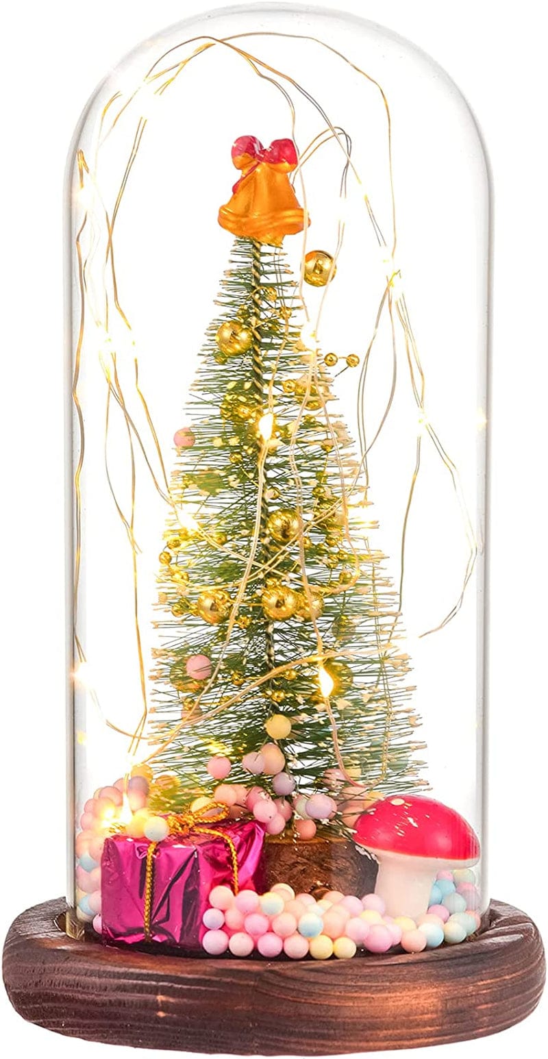 Tongtai Christmas Tree in Glass Dome with Led String Light in Glass Dome-Unique Christmas Anniversary Birthday Wedding Gifts for Mom Women Her Grandma Home & Garden > Lighting > Light Ropes & Strings Tongtai Tree  