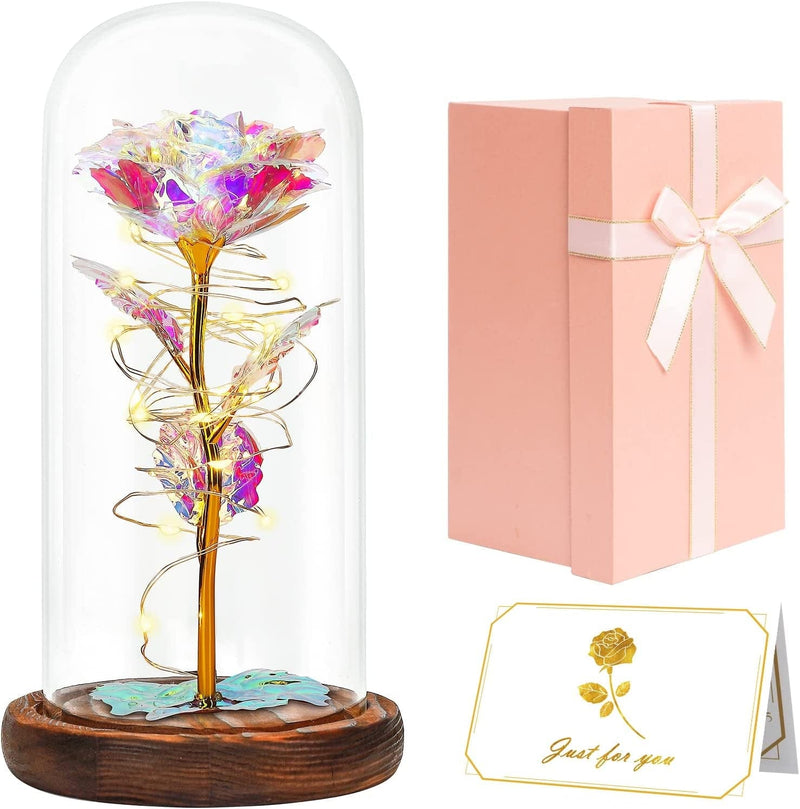 Tongtai Christmas Tree in Glass Dome with Led String Light in Glass Dome-Unique Christmas Anniversary Birthday Wedding Gifts for Mom Women Her Grandma Home & Garden > Lighting > Light Ropes & Strings Tongtai Galaxy-Pink Box  