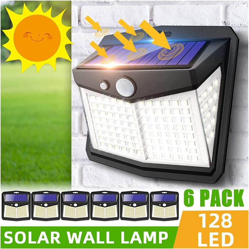 TONONE 1/2/4/6PCS 128 LED Solar Light Outdoor Solar Wall Lamp Motion Sensor Lamp Waterproof for Garden Decoration Stree Sunlight ( Color : 1Pcs ) Home & Garden > Lighting > Lamps TONONE   