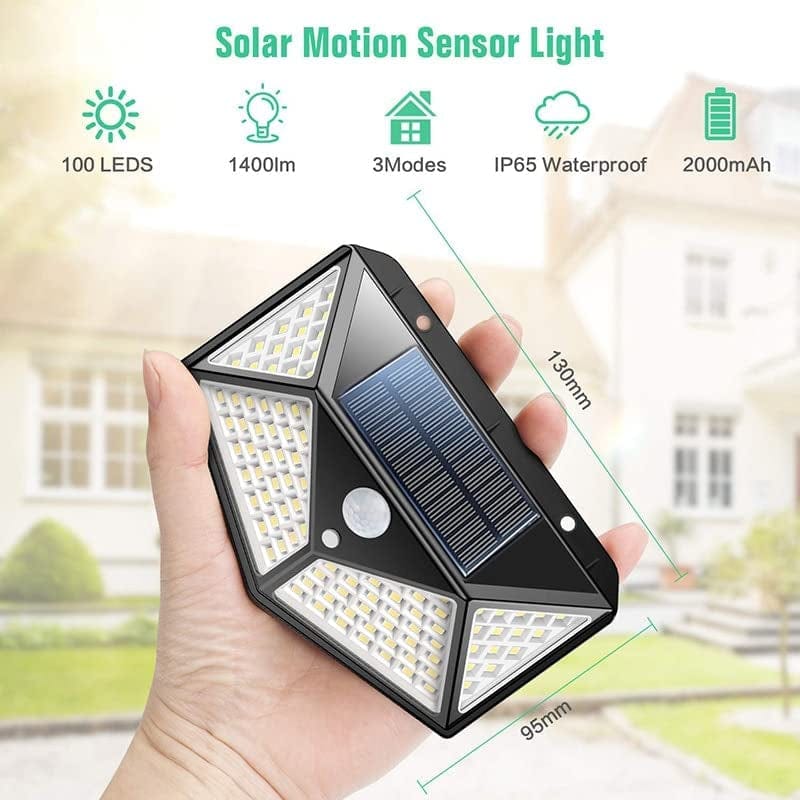 TONONE 100 LED Solar Light 4 Modes PIR Motion Sensor Wall Light Outdoor Waterproof Solar Lamp Solar Powered Sunlight for Garden ( Color : 2 Packs , Size : 0-5W )