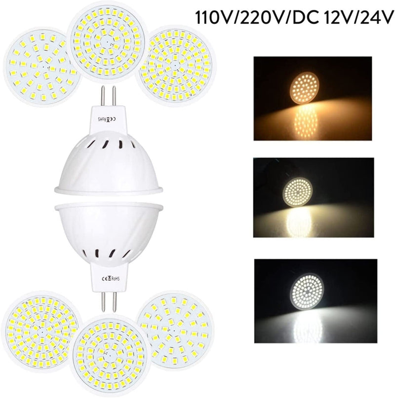 TONONE 10Pcs LED MR16 Spot Light Bulb 36 54 72Leds 3W 5W 7W Corn Lamp Spotlight Bombillas LED Lampara AC 110V 220V DC 12V 24V ( Color : 3W , Size : Neutral White_110V )