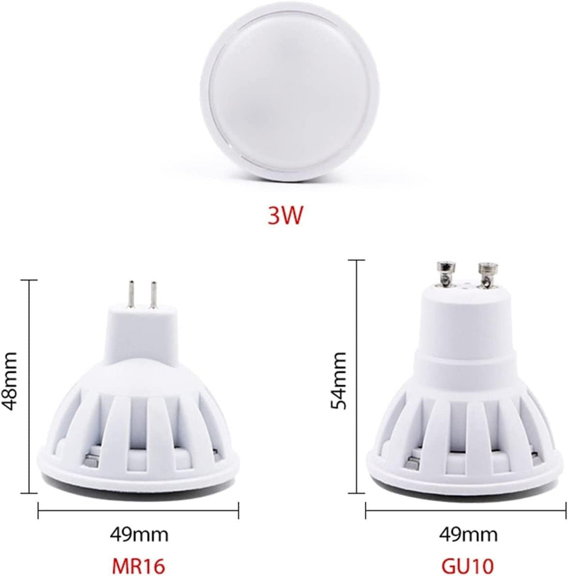 TONONE LED Bulb MR16 GU10 3W LED Lamp AC 220V Spotlight LED Spot Light 120 Degree Lighting for Living Room ( Color : Cold White , Size : GU10 3W )