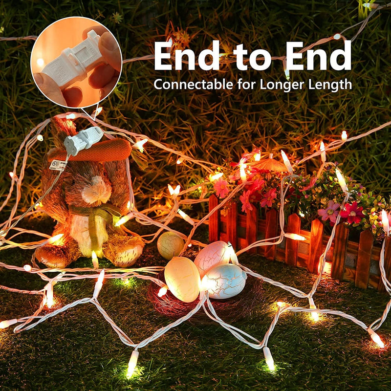 Toodour Easter Pastel Lights - 33Ft 100 Count Incandescent Easter String Lights, UL Certified Connectable White Wire Mini Bulb Lights for Tree, Holiday, Party, Easter Decorations Home & Garden > Decor > Seasonal & Holiday Decorations Taizhou Tengyuan Decorative Lighting Co Ltd   