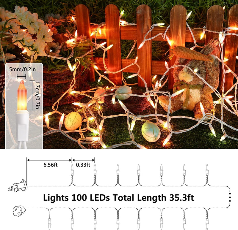 Toodour Easter Pastel Lights - 33Ft 100 Count Incandescent Easter String Lights, UL Certified Connectable White Wire Mini Bulb Lights for Tree, Holiday, Party, Easter Decorations Home & Garden > Decor > Seasonal & Holiday Decorations Taizhou Tengyuan Decorative Lighting Co Ltd   