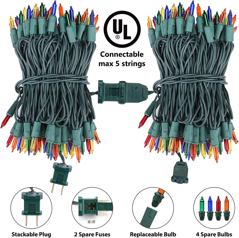 Toodour Multicolor Christmas Lights, 33Ft 100 Count Incandescent Christmas String Lights, UL Certified Connectable Green Wire Christmas Lights for Xmas Tree, Holiday, Party, Christmas Decorations Home & Garden > Lighting > Light Ropes & Strings Taizhou Tengyuan Decorative Lighting Co Ltd   