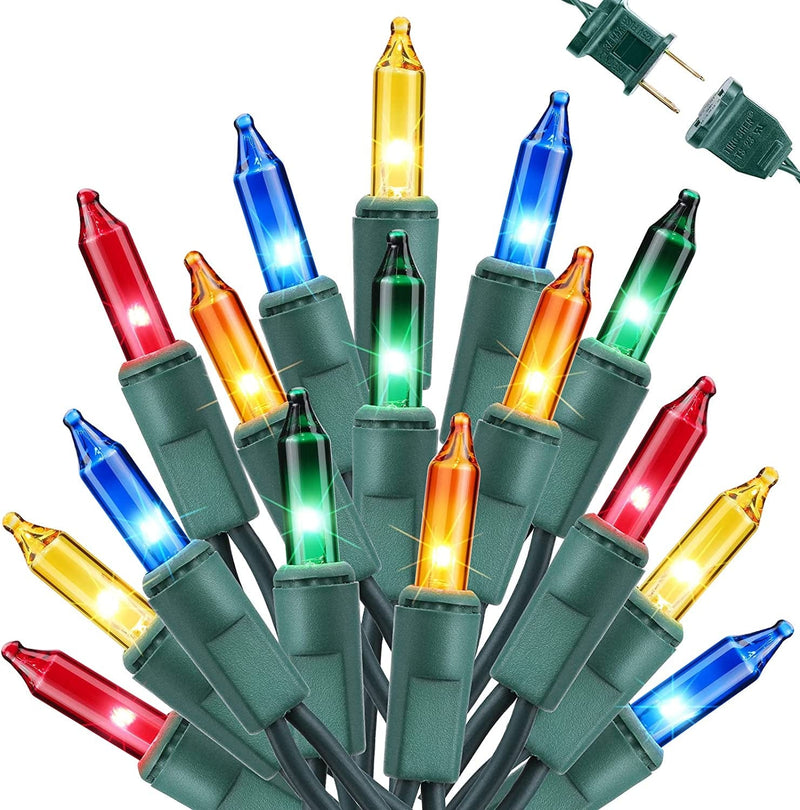 Toodour Multicolor Christmas Lights, 33Ft 100 Count Incandescent Christmas String Lights, UL Certified Connectable Green Wire Christmas Lights for Xmas Tree, Holiday, Party, Christmas Decorations Home & Garden > Lighting > Light Ropes & Strings Taizhou Tengyuan Decorative Lighting Co Ltd Multicolor - Green Wire 33ft 