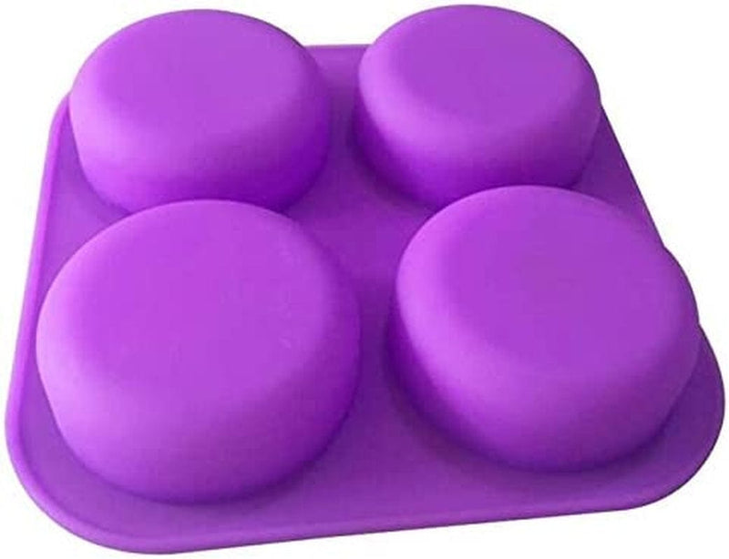 TOOTO Glossy Silicone Mold for Soap, Cake, Bread, Cupcake, Cheesecake, Cornbread, Muffin, Brownie, and More (4 Cavity round Shaped)