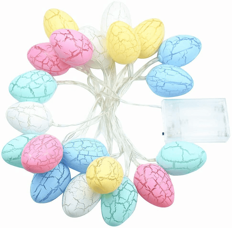 TOOWELL 20 Easter Eggs LED String Lights Battery Operated Fairy String Lights Easter Decorations for Home Easter Tree Upstairs Banister Party 10Ft