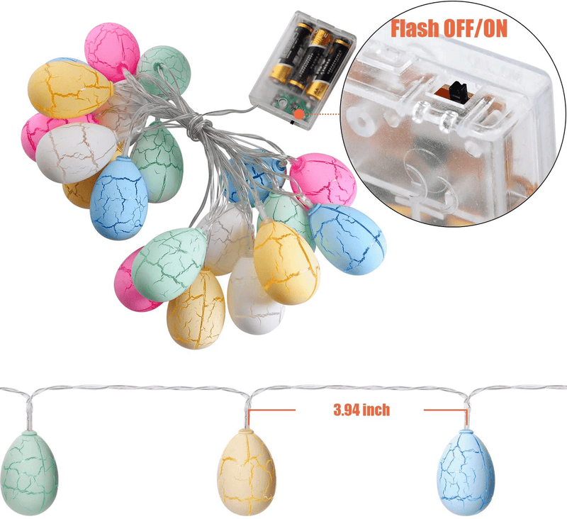 TOOWELL 20 Easter Eggs LED String Lights Battery Operated Fairy String Lights Easter Decorations for Home Easter Tree Upstairs Banister Party 10Ft Home & Garden > Decor > Seasonal & Holiday Decorations TOOWELL   