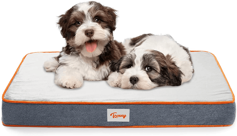 Toozey Orthopedic Memory Foam Dog Bed, 2-Layer Thick High-Density Mattress Washable Dog Crate Bed with Removable Cover and Waterproof Liner, Premium Plush Dog Bed for Small, Medium, Large Dogs, Cats Animals & Pet Supplies > Pet Supplies > Dog Supplies > Dog Beds Toozey M (29"x18"x3")  