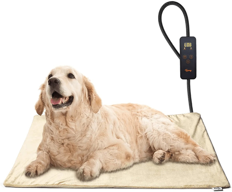 Toozey Pet Heating Pad, Temperature Adjustable Dog Cat Heating Pad with Timer, Waterproof Pet Heating Pads for Cats Dogs with Chew Resistant Cord, Electric Pads for Dogs Cats, Pet Heated Mat Animals & Pet Supplies > Pet Supplies > Dog Supplies > Dog Beds Toozey Beige M: 28" x 16" 