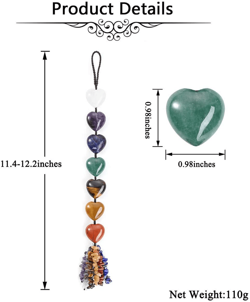 Top Plaza 7 Chakra Stones Healing Crystals Hanging Ornament Heart Gemstones Home Wall Decor for Good Luck Reiki Yoga Meditation Protection