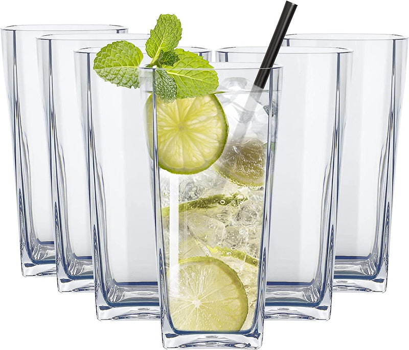 Top-Spring 20-Ounce Reusable Plastic Water Tumbler, Clear Shatterproof Drinking Glasses, BPA Free, Set of 6 (20 Oz, Gray)