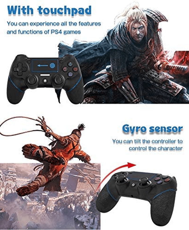 TopACE Replacement for PS4 Controller, Wireless Controller for Ps4/Pro/3/Slim/PC, Touch Panel Gamepad with Dual Vibration and Audio Function, LED Indicator USB Cable Electronics > Electronics Accessories > Computer Components > Input Devices > Game Controllers > Gaming Pads TopACE   
