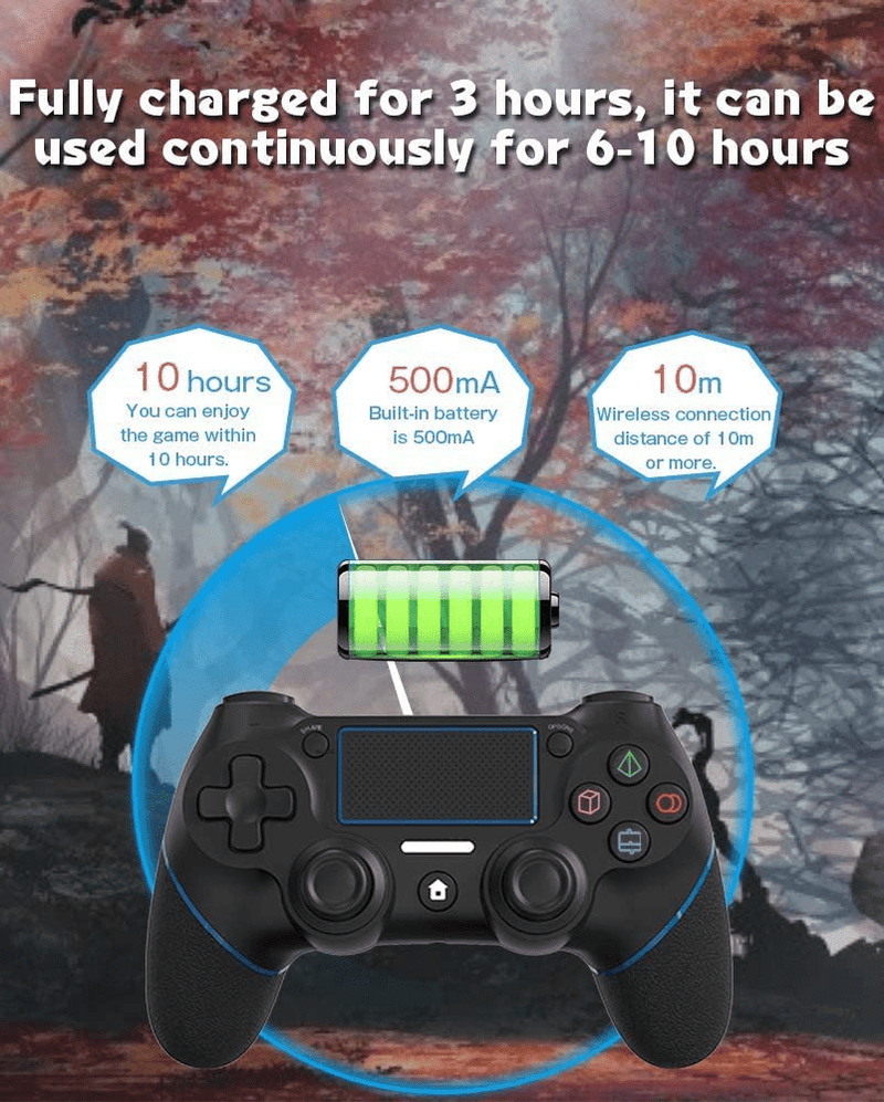 TopACE Replacement for PS4 Controller, Wireless Controller for Ps4/Pro/3/Slim/PC, Touch Panel Gamepad with Dual Vibration and Audio Function, LED Indicator USB Cable Electronics > Electronics Accessories > Computer Components > Input Devices > Game Controllers > Gaming Pads TopACE   